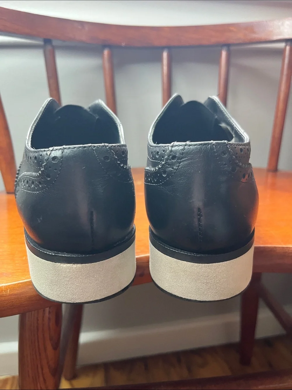 Rag & Bone Women’s Meli Brogue Made in Italy Black Leather Platform Shoes 38.5
